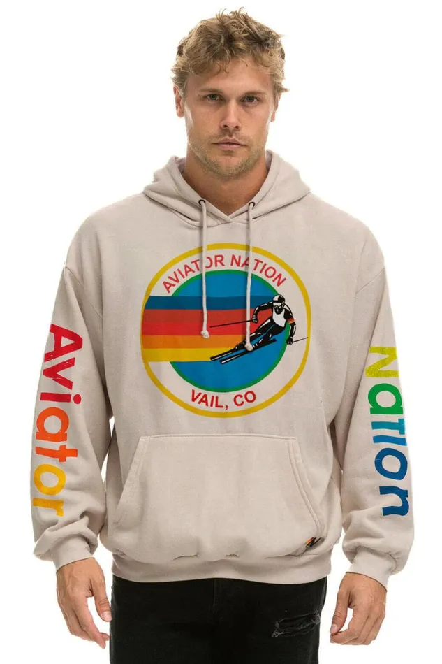 WomenMen Hoodies Aviator Nation Vail Relaxed Pullover Hoodie 8211 Sand