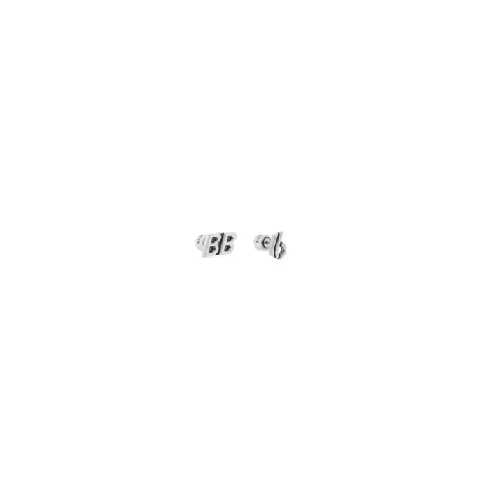 WomenMen Jewellery Balenciaga Logomania Bb Double B Earrings In Antique Silver