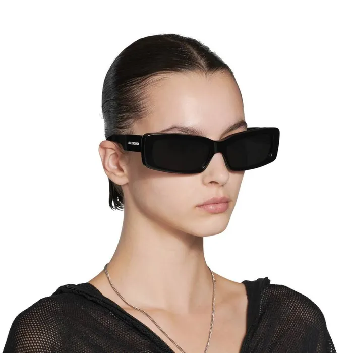 WomenMen Sunglasses Balenciaga Oversize Rectangle Sunglasses In Black