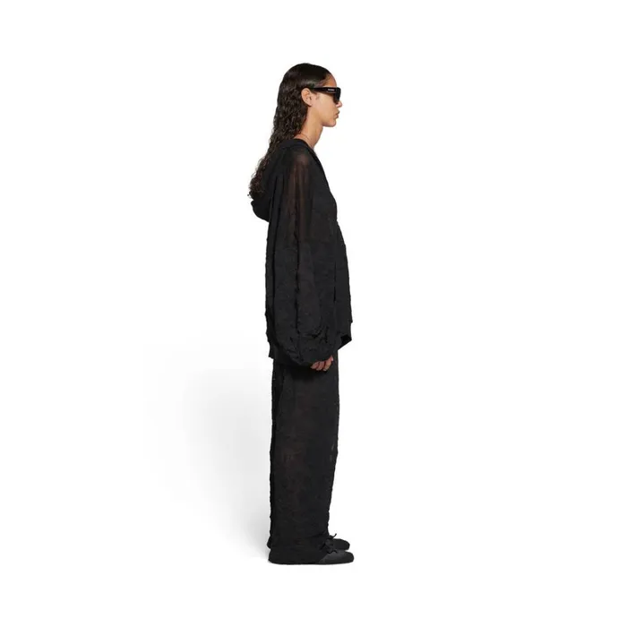 WomenMen Sweatshirts and Hoodies Balenciaga Mesh Zipup Hoodie Oversized In Black