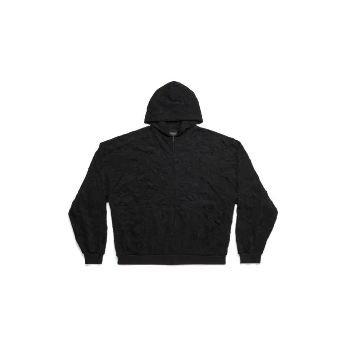 WomenMen Sweatshirts and Hoodies Balenciaga Mesh Zipup Hoodie Oversized In Black