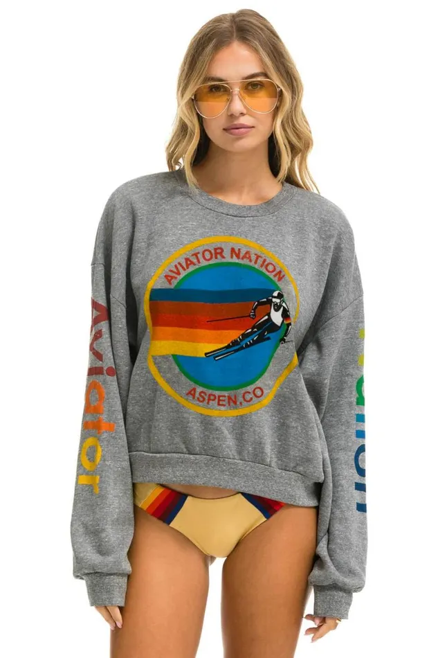 WomenMen Sweatshirts Aviator Nation Aspen Relaxed Crew Sweatshirt 8211 Heather Grey WomenMen Sweatshirts Aviator Nation Aspen Relaxed Crew Sweatshirt 8211 Heather Grey
