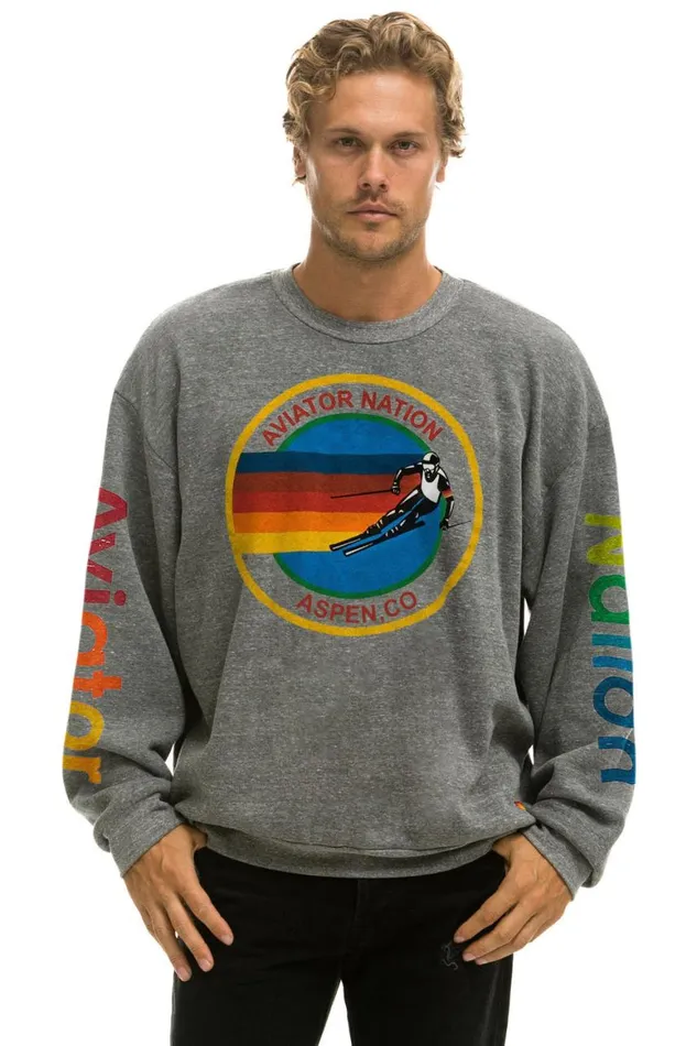 WomenMen Sweatshirts Aviator Nation Aspen Relaxed Crew Sweatshirt 8211 Heather Grey