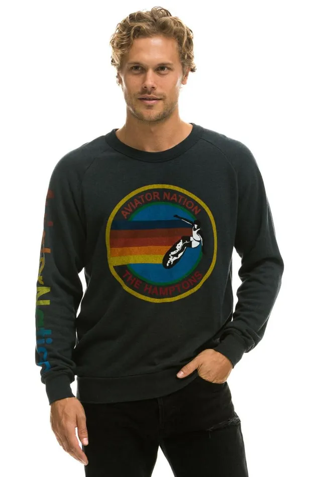 WomenMen Sweatshirts Aviator Nation Hamptons Crew Sweatshirt 8211 Charcoal