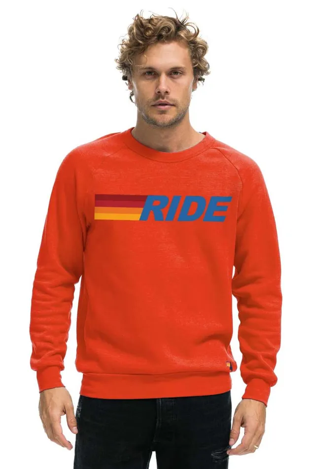 WomenMen Sweatshirts Aviator Nation Ride Logo Crew Sweatshirt 8211 Orange