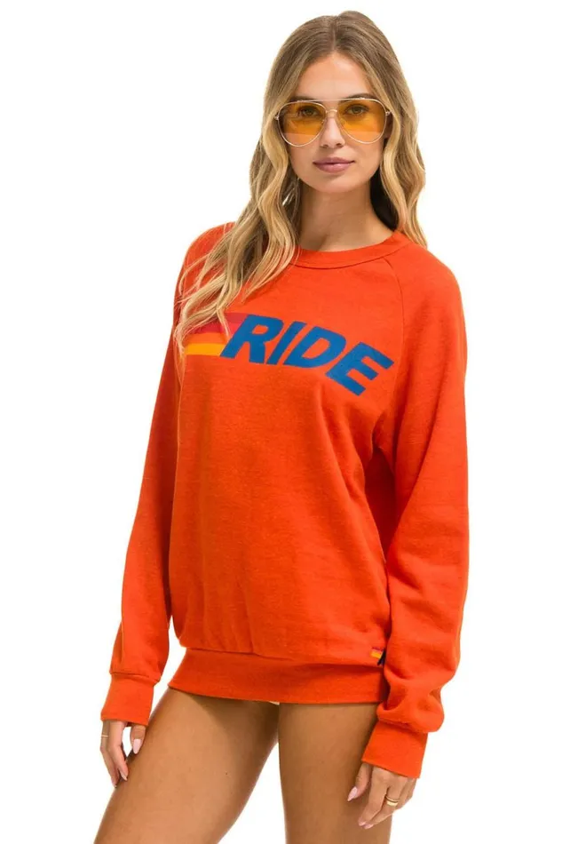 WomenMen Sweatshirts Aviator Nation Ride Logo Crew Sweatshirt 8211 Orange
