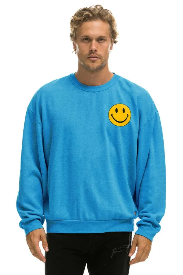 WomenMen Sweatshirts Aviator Nation Smiley 2 Relaxed Sweatshirt 8211 Ocean