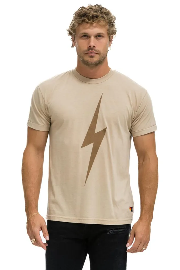 WomenMen Tees Aviator Nation Bolt Tee 8211 Sand Mocha