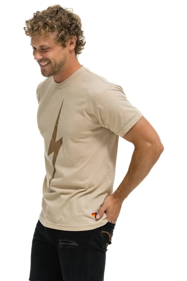 WomenMen Tees Aviator Nation Bolt Tee 8211 Sand Mocha