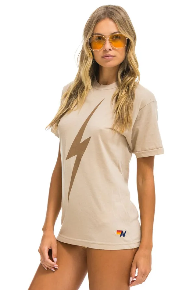 WomenMen Tees Aviator Nation Bolt Tee 8211 Sand Mocha