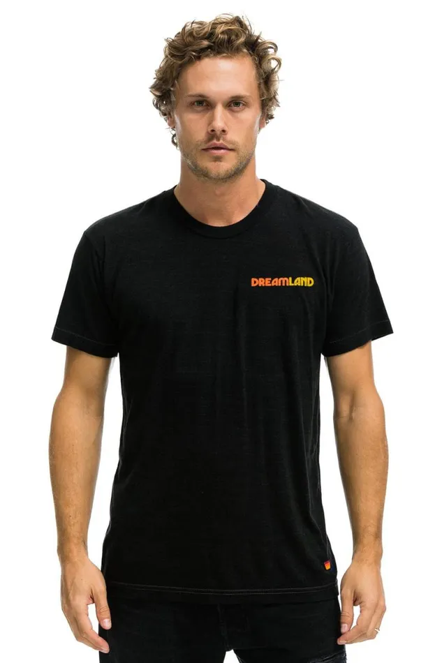 WomenMen Tees Aviator Nation Dreamland Logo Unisex Crew Tee 8211 Black