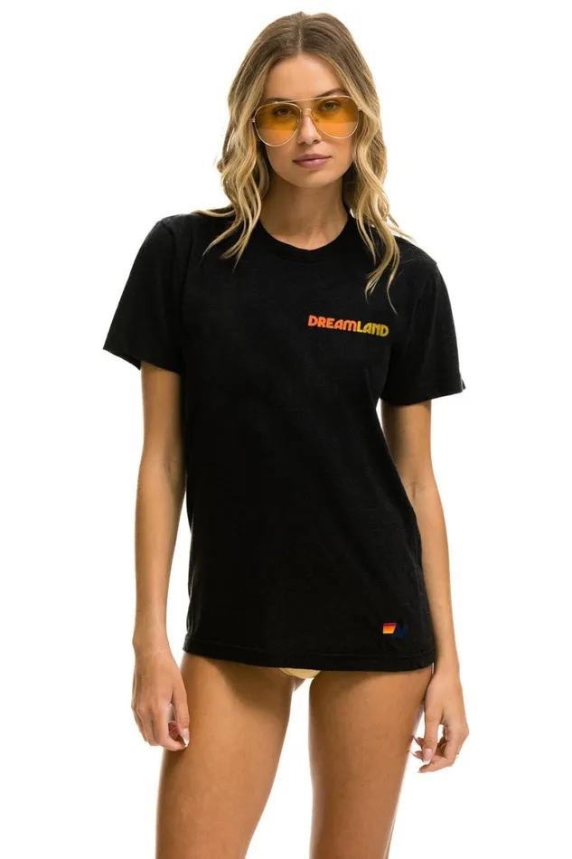 WomenMen Tees Aviator Nation Dreamland Logo Unisex Crew Tee 8211 Black