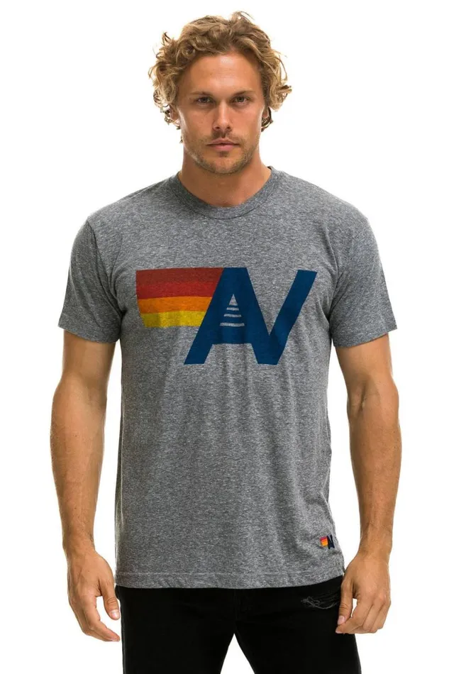 WomenMen Tees Aviator Nation Logo Tee 8211 Heather Grey