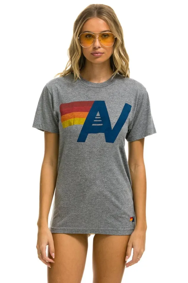 WomenMen Tees Aviator Nation Logo Tee 8211 Heather Grey