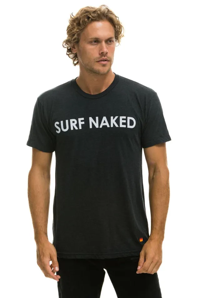 WomenMen Tees Aviator Nation Surf Naked Tee 8211 Charcoal