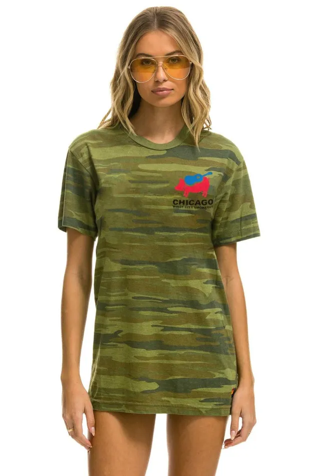 WomenMen Tees Aviator Nation Windy City Smokeout 2024 Crew Tee Shirt 8211 Camo