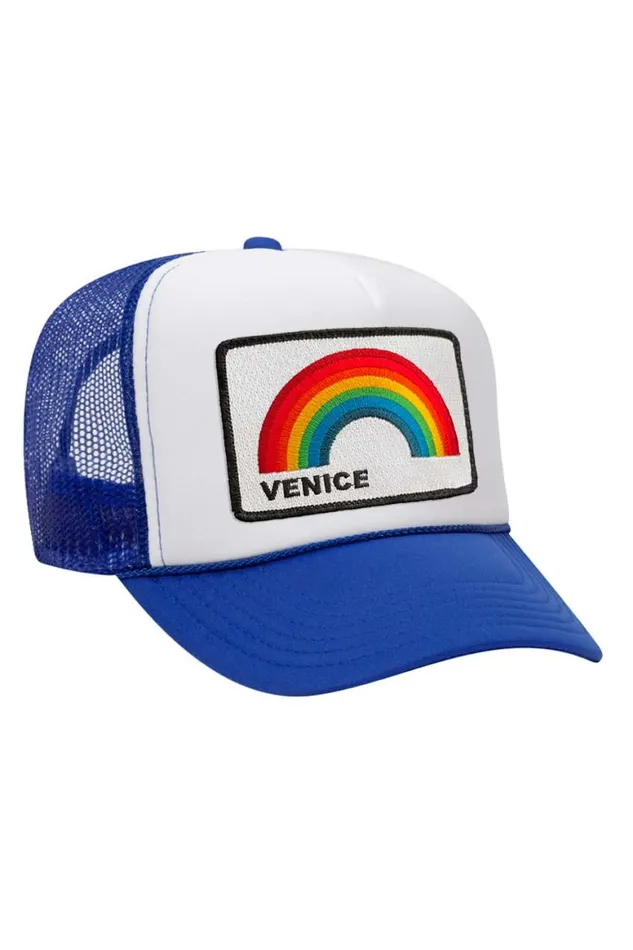 WomenMen Trucker Hats Aviator Nation Venice Rainbow Trucker Hat