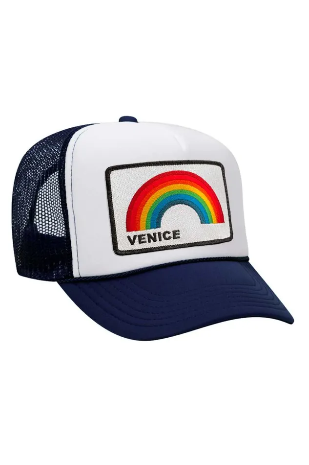 WomenMen Trucker Hats Aviator Nation Venice Rainbow Trucker Hat