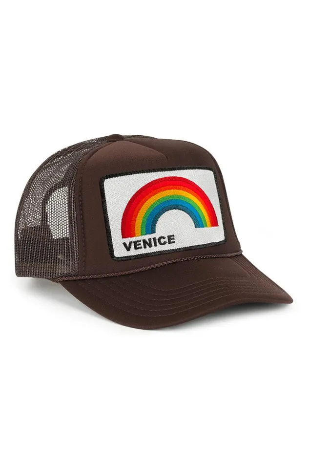 WomenMen Trucker Hats Aviator Nation Venice Rainbow Trucker Hat