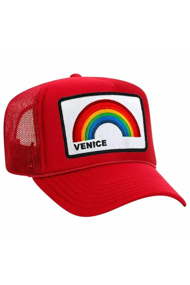 WomenMen Trucker Hats Aviator Nation Venice Rainbow Trucker Hat