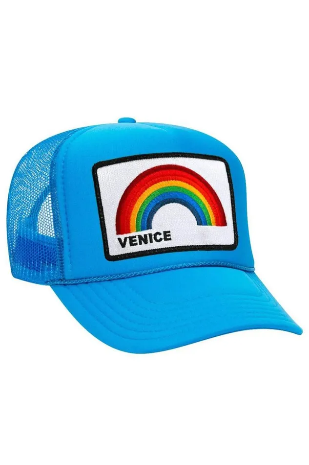WomenMen Trucker Hats Aviator Nation Venice Rainbow Trucker Hat