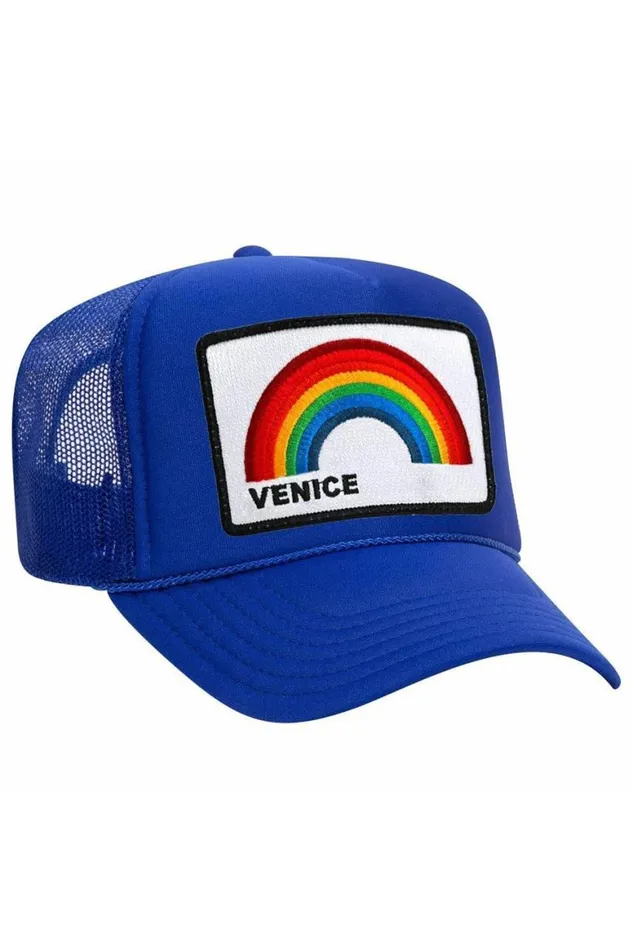 WomenMen Trucker Hats Aviator Nation Venice Rainbow Trucker Hat