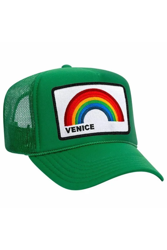 WomenMen Trucker Hats Aviator Nation Venice Rainbow Trucker Hat