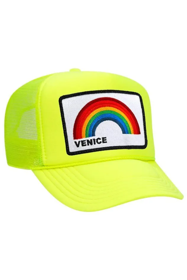 WomenMen Trucker Hats Aviator Nation Venice Rainbow Trucker Hat