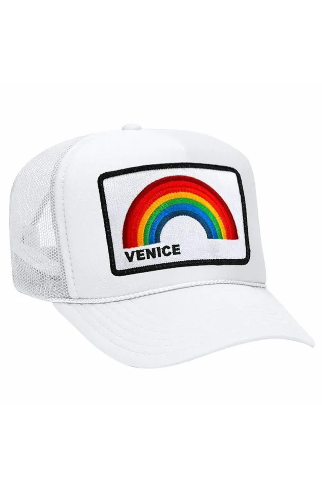 WomenMen Trucker Hats Aviator Nation Venice Rainbow Trucker Hat