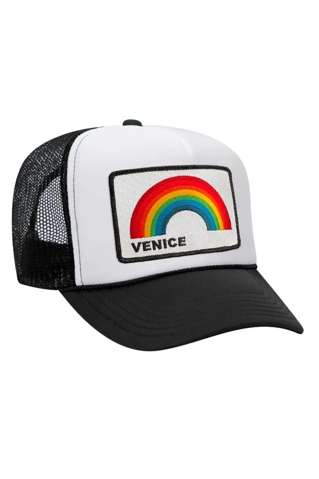 WomenMen Trucker Hats Aviator Nation Venice Rainbow Trucker Hat