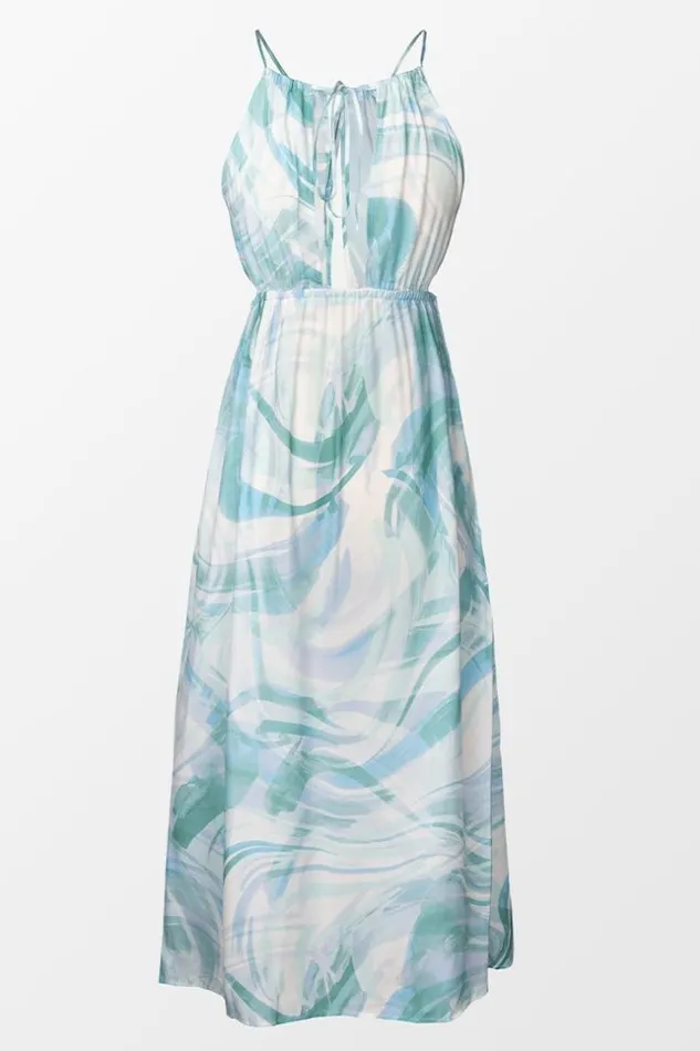 Women Midi Dresses Cupshe Taryn Marble Print Elastic Cutout Waist Dress Green