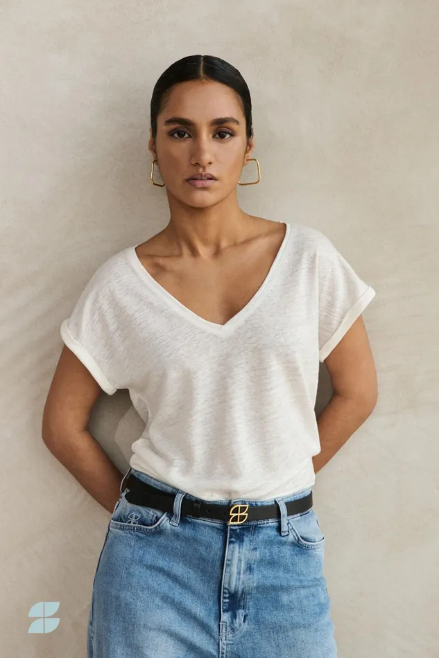 Women Mila Linen Top Off White Bybar Tops and Shirts