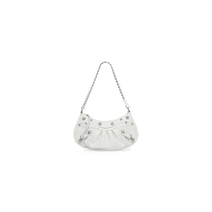 Women Mini Bags Balenciaga Le Cagole Mini Bag With Chain Crocodile Embossed In White Women Mini Bags Balenciaga Le Cagole Mini Bag With Chain Crocodile Embossed In White