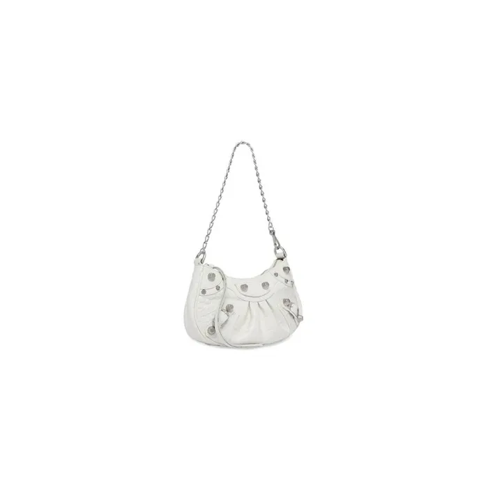 Women Mini Bags Balenciaga Le Cagole Mini Bag With Chain Crocodile Embossed In White