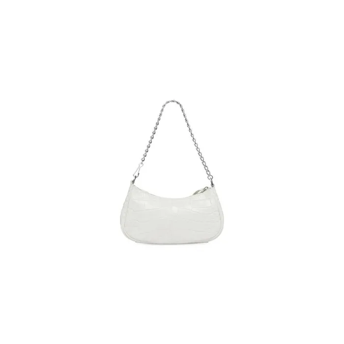 Women Mini Bags Balenciaga Le Cagole Mini Bag With Chain Crocodile Embossed In White