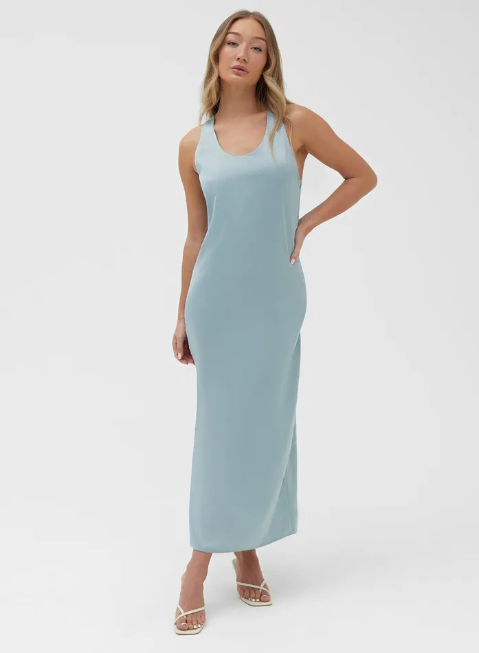 Women Mint Twist Back Satin Maxi Dress 8211 Darcey 4th and Reckless Dresses