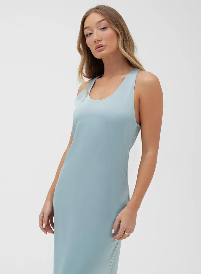 Women Mint Twist Back Satin Maxi Dress 8211 Darcey 4th and Reckless Dresses