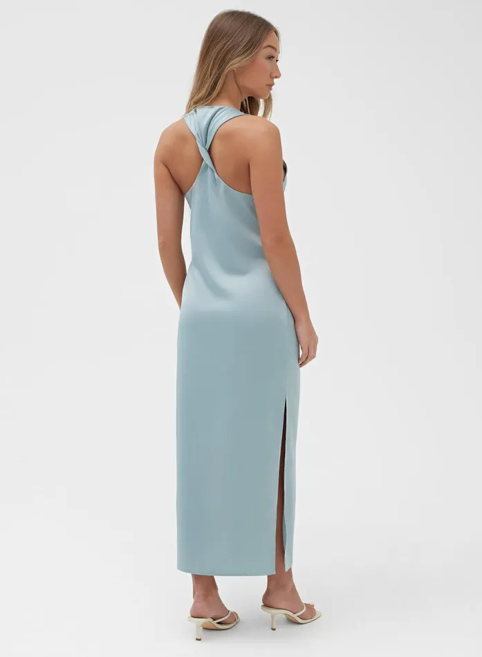 Women Mint Twist Back Satin Maxi Dress 8211 Darcey 4th and Reckless Dresses