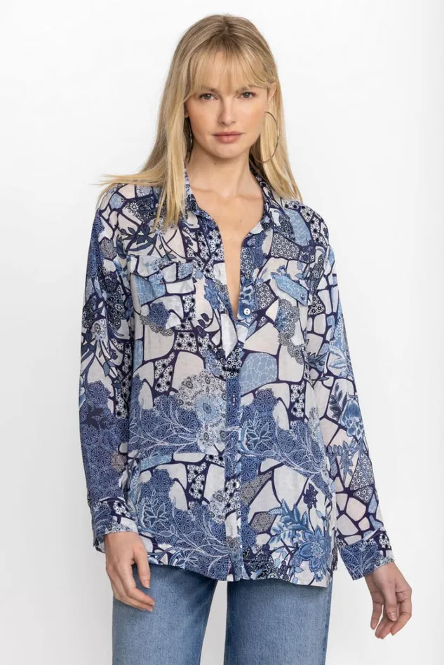 Women MOONLIGHT LEYA BUTTON UP Moonlight Johnny Was Tops Women MOONLIGHT LEYA BUTTON UP Moonlight Johnny Was Tops