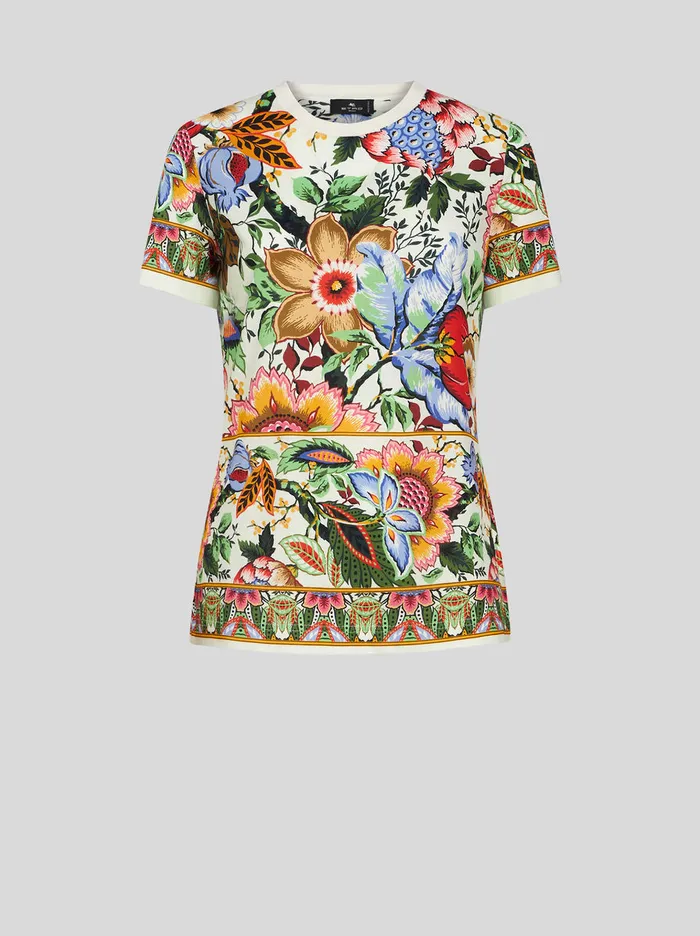 Women Multicoloured Bouquet TShirt Etro Sweatshirts And TShirts