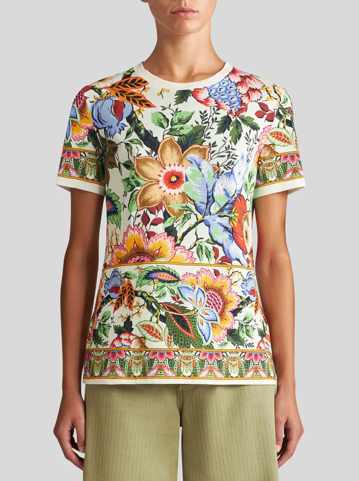 Women Multicoloured Bouquet TShirt Etro Sweatshirts And TShirts