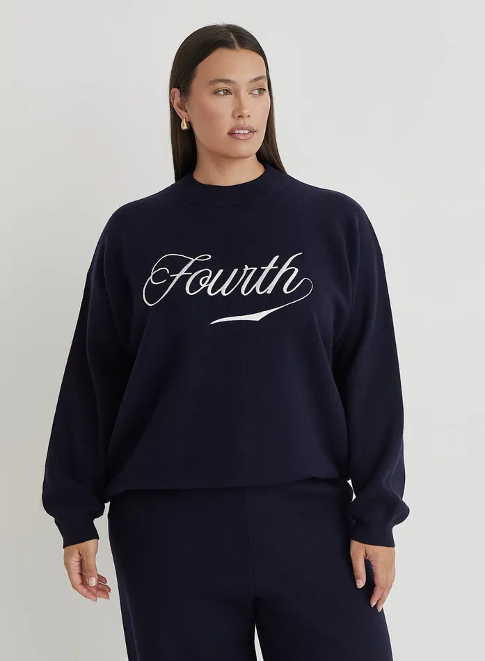 Women Navy Curve Knitted Fourth Jumper Avery 4th and Reckless Athleisure