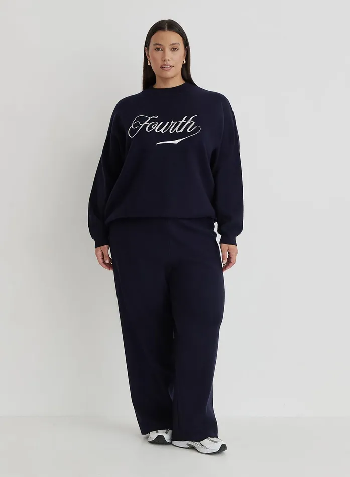 Women Navy Curve Knitted Fourth Jumper Avery 4th and Reckless Athleisure