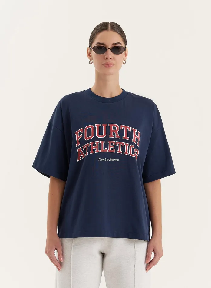 Women Navy Fourth Athletics Oversized TShirt Siobhan 4th and Reckless Tops