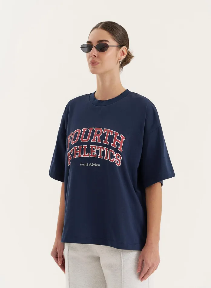 Women Navy Fourth Athletics Oversized TShirt Siobhan 4th and Reckless Tops
