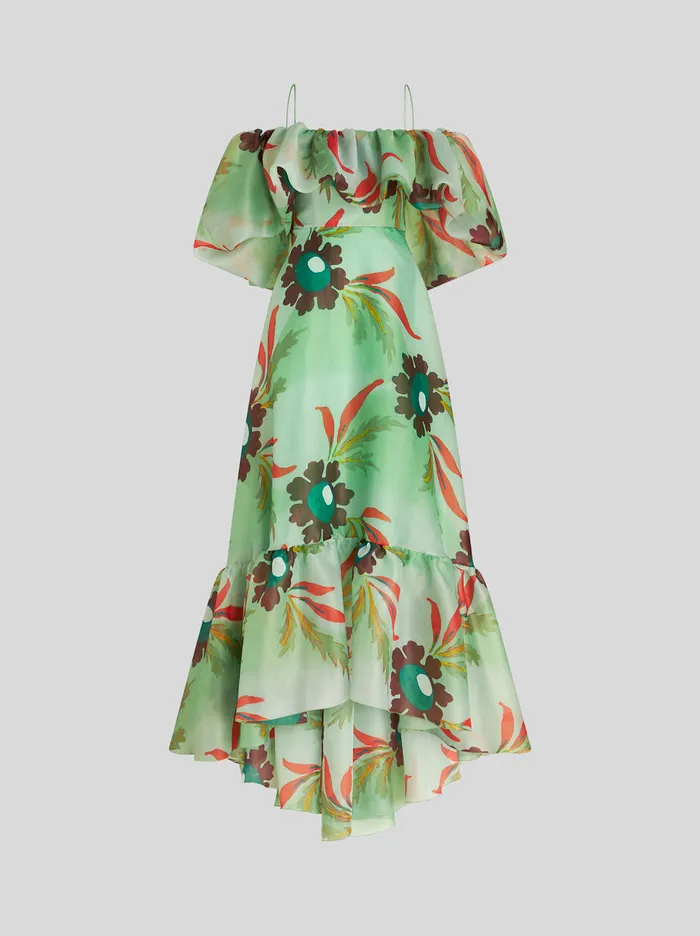 Women OffShoulder Dress With Flounces Etro Dresses