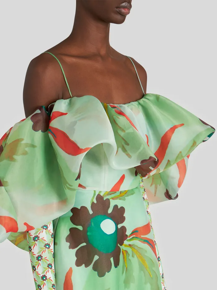 Women OffShoulder Dress With Flounces Etro Dresses