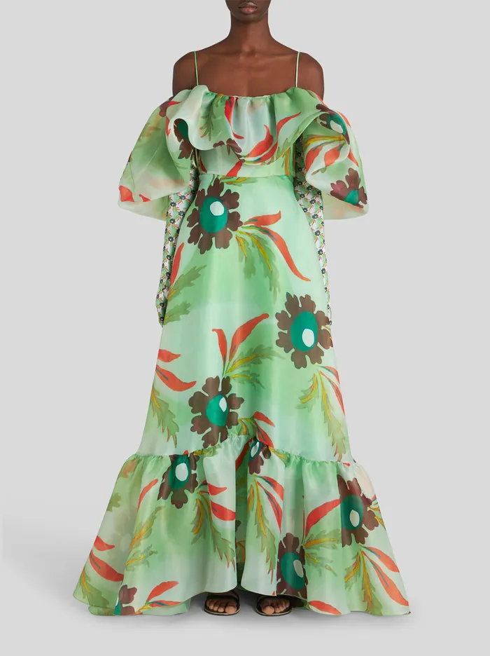 Women OffShoulder Dress With Flounces Etro Dresses