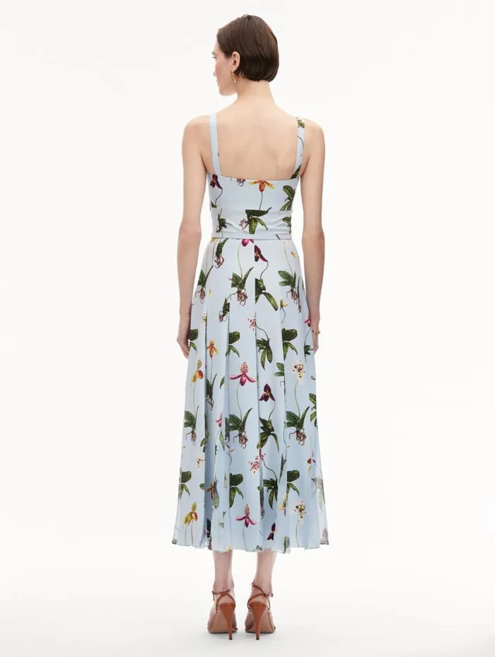 Women Orchid Cady Inset Maxi Dress Light Blue Multi Oscar De La Renta Dresses Women Orchid Cady Inset Maxi Dress Light Blue Multi Oscar De La Renta Dresses