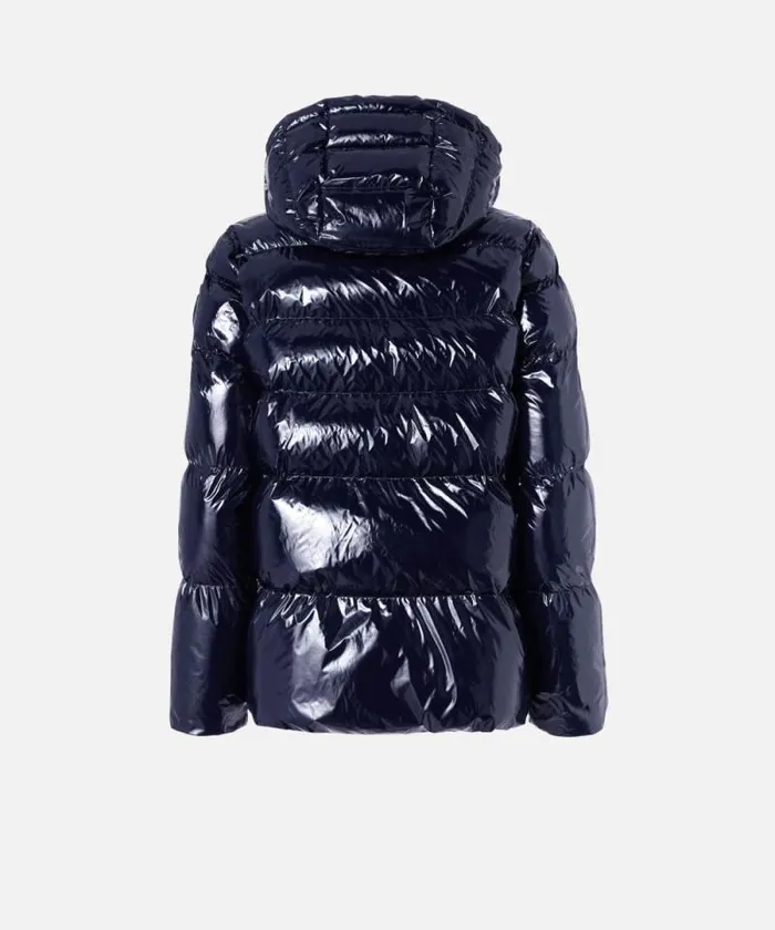Women Outerwear Pinko Crystal Nylon Pea Jacket Total Eclipse Blue Women Outerwear Pinko Crystal Nylon Pea Jacket Total Eclipse Blue